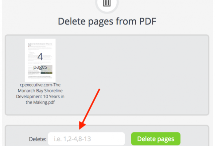 delete pages from PDF