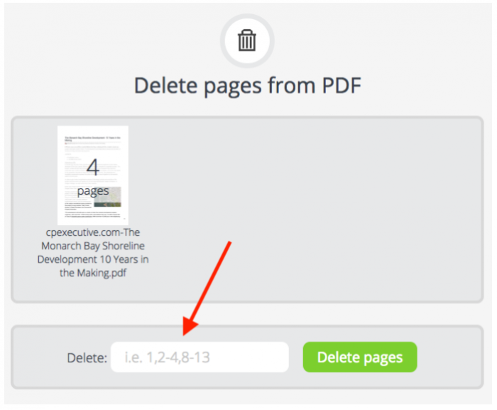 delete pages from PDF